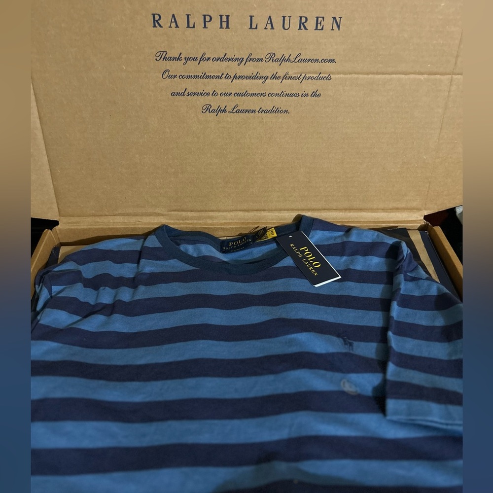 Polo Ralph Lauren Navy Striped T-Shirt Size L
